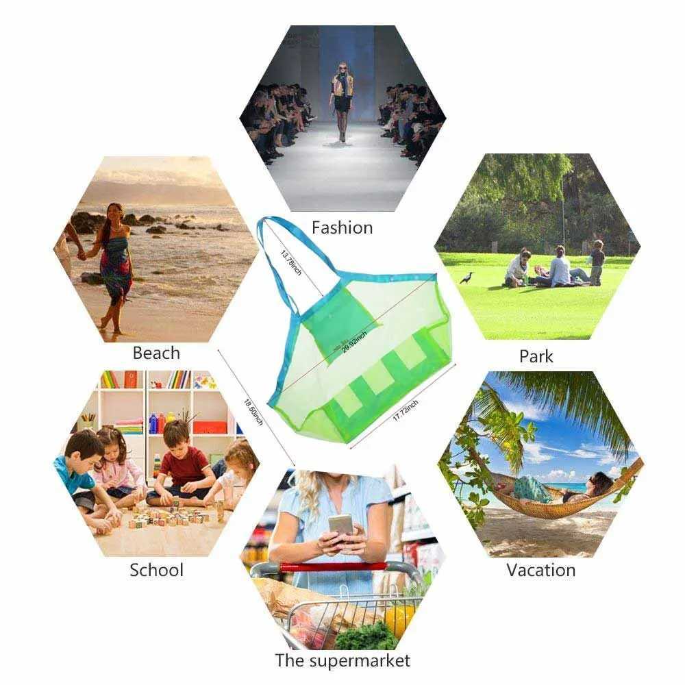 Large Beach Toy Mesh Bag Children Sand ay Protable Mesh Bag Kids Toys Storage Bag for Toys Clothes Towels Sundries Storage Bag B250618