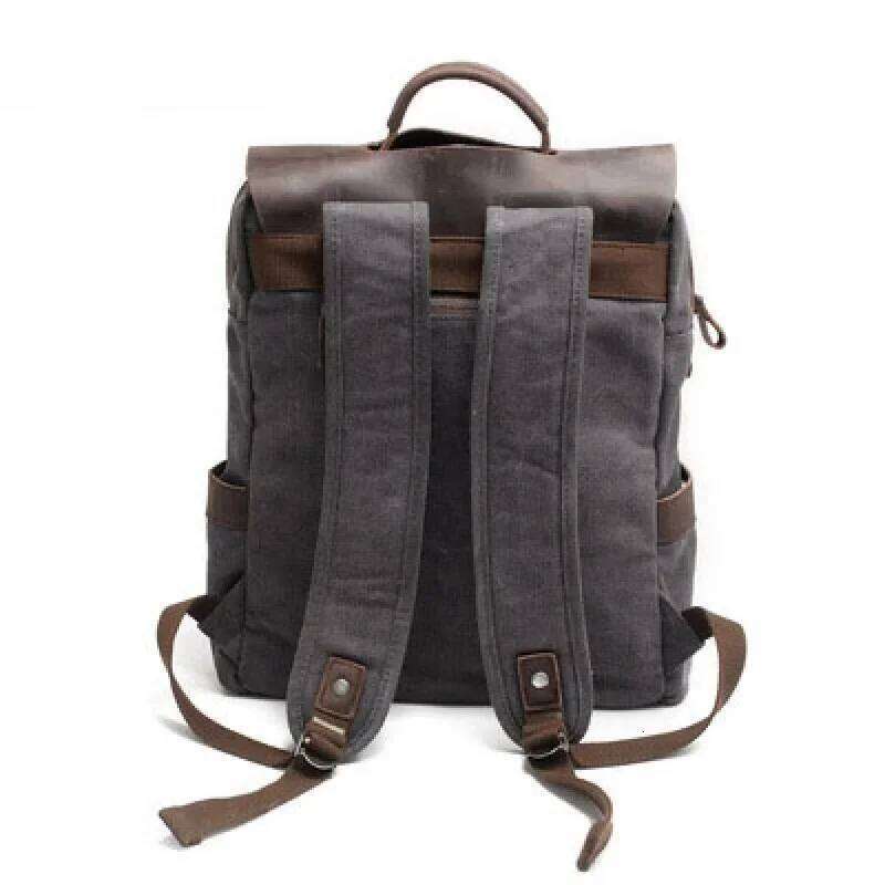 Vintagecanva Double Shoulder Unisex Preppy Style Pure Cotton Canva Horse Riding Cow Leather Book Bag Motorcycle Equi