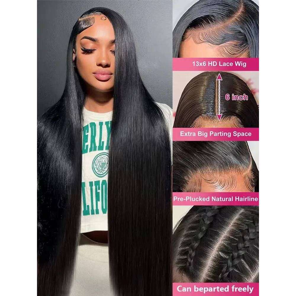 30 Inch Straight 13x6 HD Lace Frontal Wigs Human Hair 5X5 Closure Glueless Wig Pre Plucked Brazilian Remy For Women 200 Density