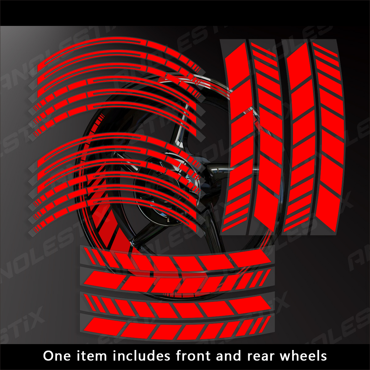 AnoleStix Reflective Motorcycle Wheel Stickers Hub Decal Rim Stripe 17 Inchs For YAMAHA Honda Kawasaki Suzuki BMW KTM Triumph