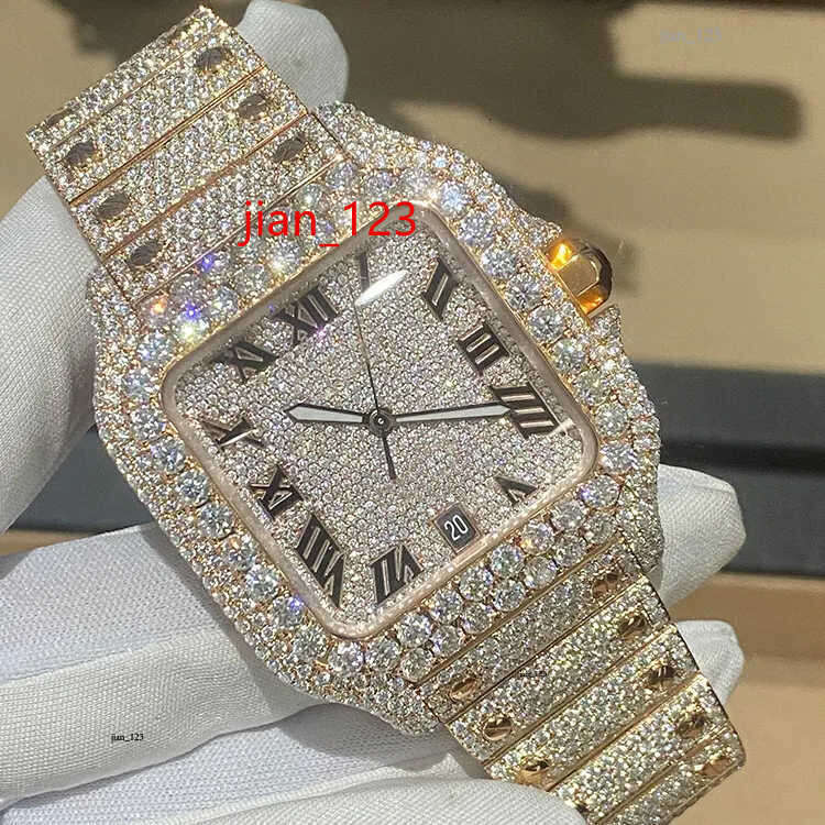 Custom Men Women High-end Luxury Bling Full Diamond Watch Mechanical Watches VVS Moissanite Hip Hop Iced Out Stainless Steel 5mm As Shown-Customized - Contact Us