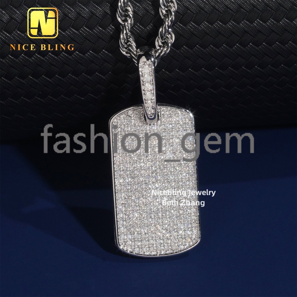 Iced Out Jewelry Hip Hop Fashion Men Pendant Charm 925 Silver Moissanite Diamond Dog Tag Pendant