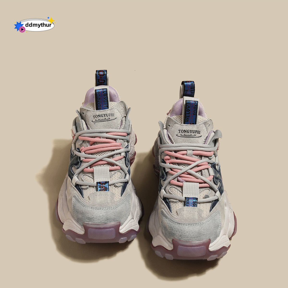 European Style Height Increasing Dad Shoes for Women, Niche Spring Autumn New Versatile Shoes, Casual Thick-Soled Sneakers, Lightweight and Comfortabl