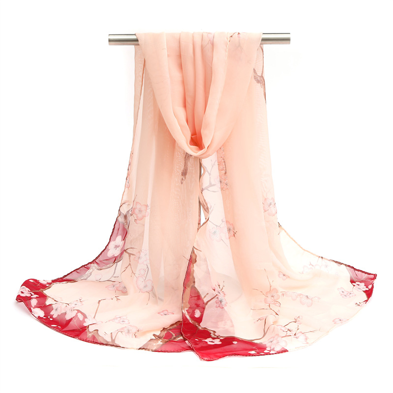 K1058 Chiffon scarf shawl all-match sunscreen gauze scarf elegant ladies beach towel wholesale