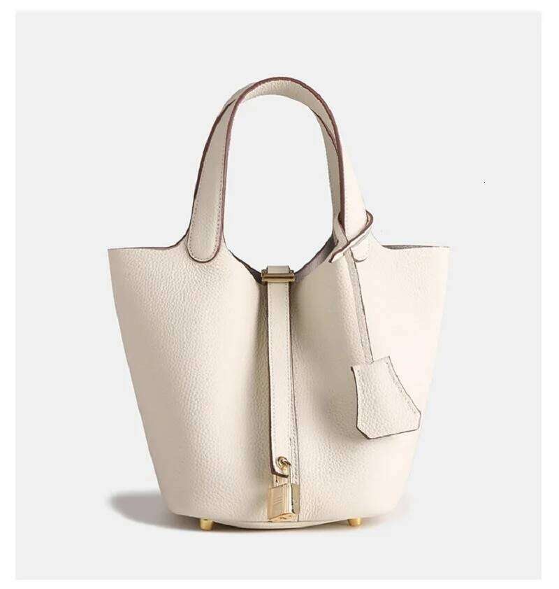 VIELINE New Women's Basket Genuine Leather Underarm One-shoulder Handbag Small Tote Inside Crossbody Bucket Bag