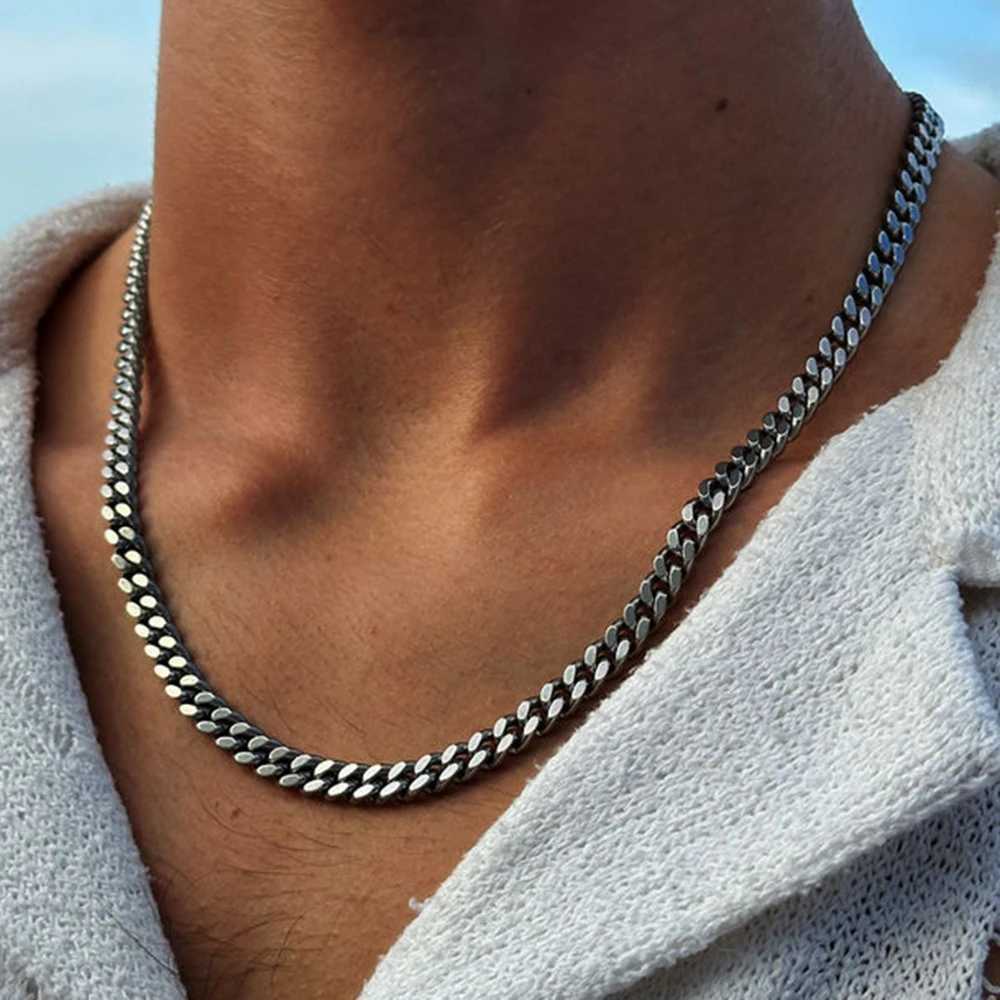 Vnox 3/5/7/9mm Thick Cuban Chain Necklaces for Men Women Simple Miami Curb Links Collar Waterproof Stainless Steel Unisex Chain W250618