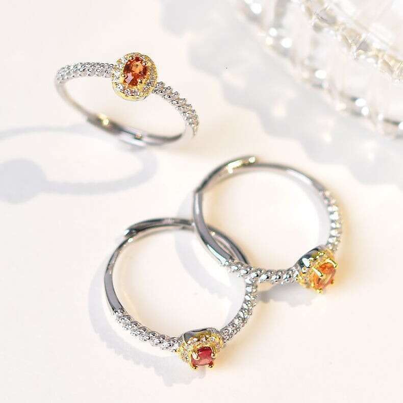for Women Inlaid with Red Zircon Ins Niche Design Vintage Adjustable Luxury Ring