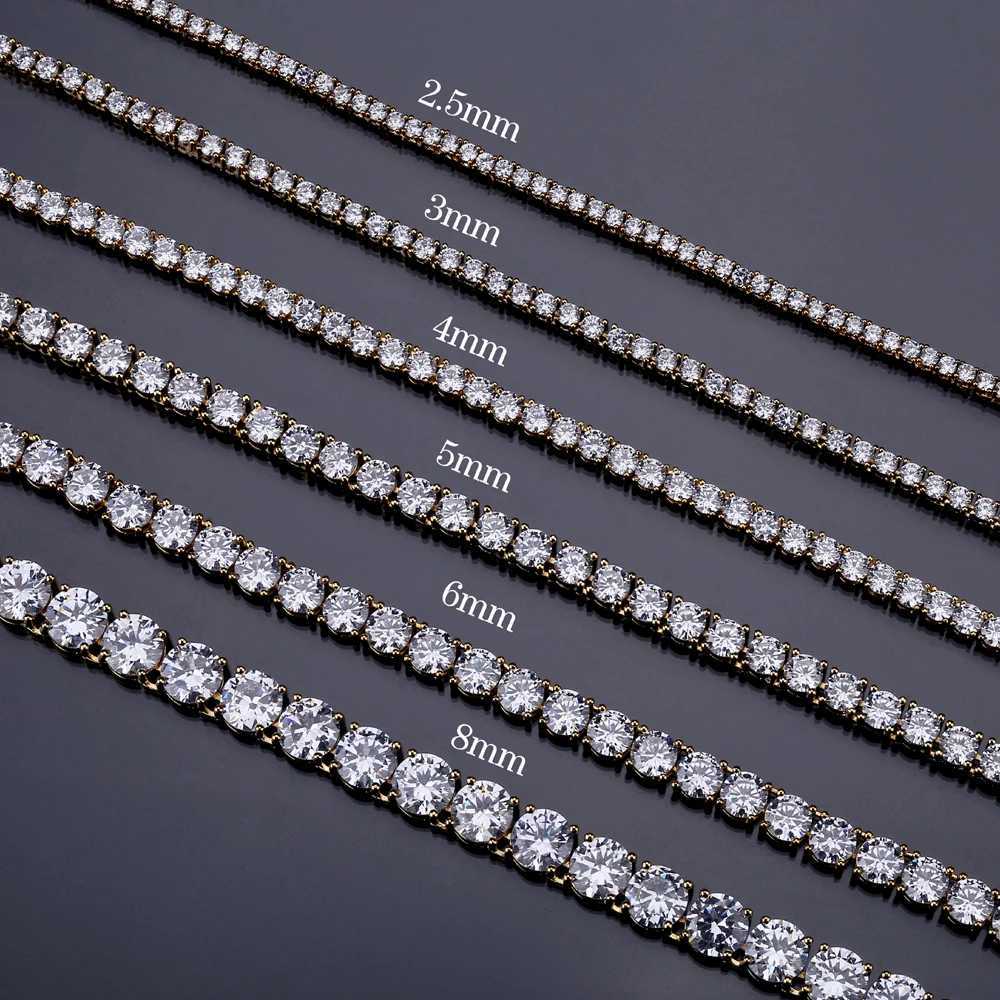 TOPGRILLZ 3mm-10mm Iced Out Bling AAA Zircon 1 Row Tennis Chain Necklace Men Hip Hop Jewelry Gold Silver Color Charms W250618
