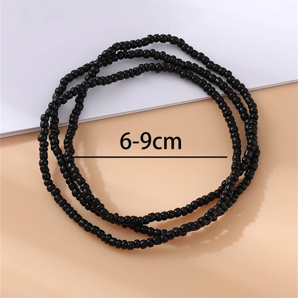 3pcst Vacation Beach Summer Bohemian Style Minimalist Elastic Beaded Anklet Jewelry For Women Daily Decoration 250606