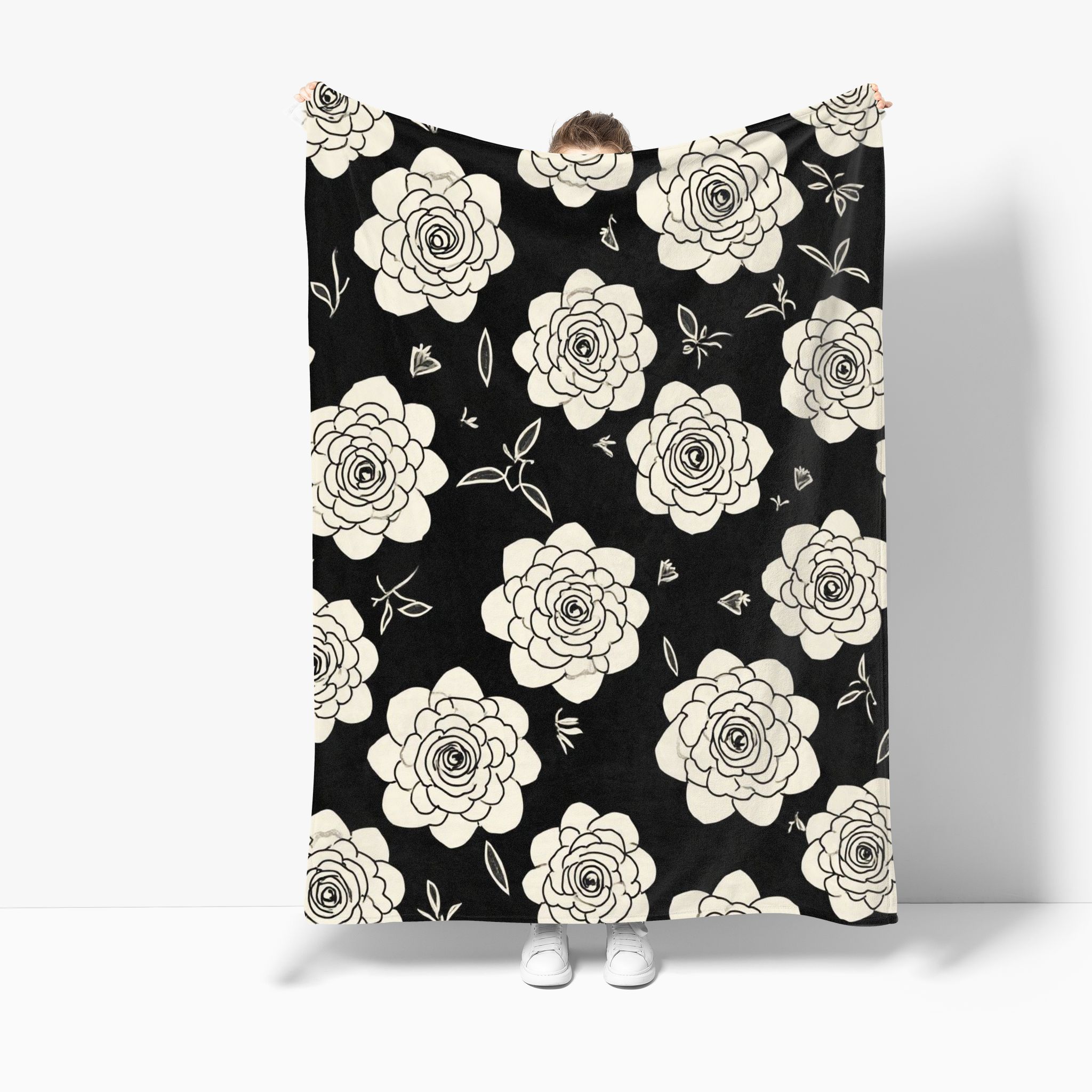 VIKAMA Camellia Ins Style Blanket Warm Skin Friendly All Season Bedroom Living Room Sofa Blanket Home Decoration