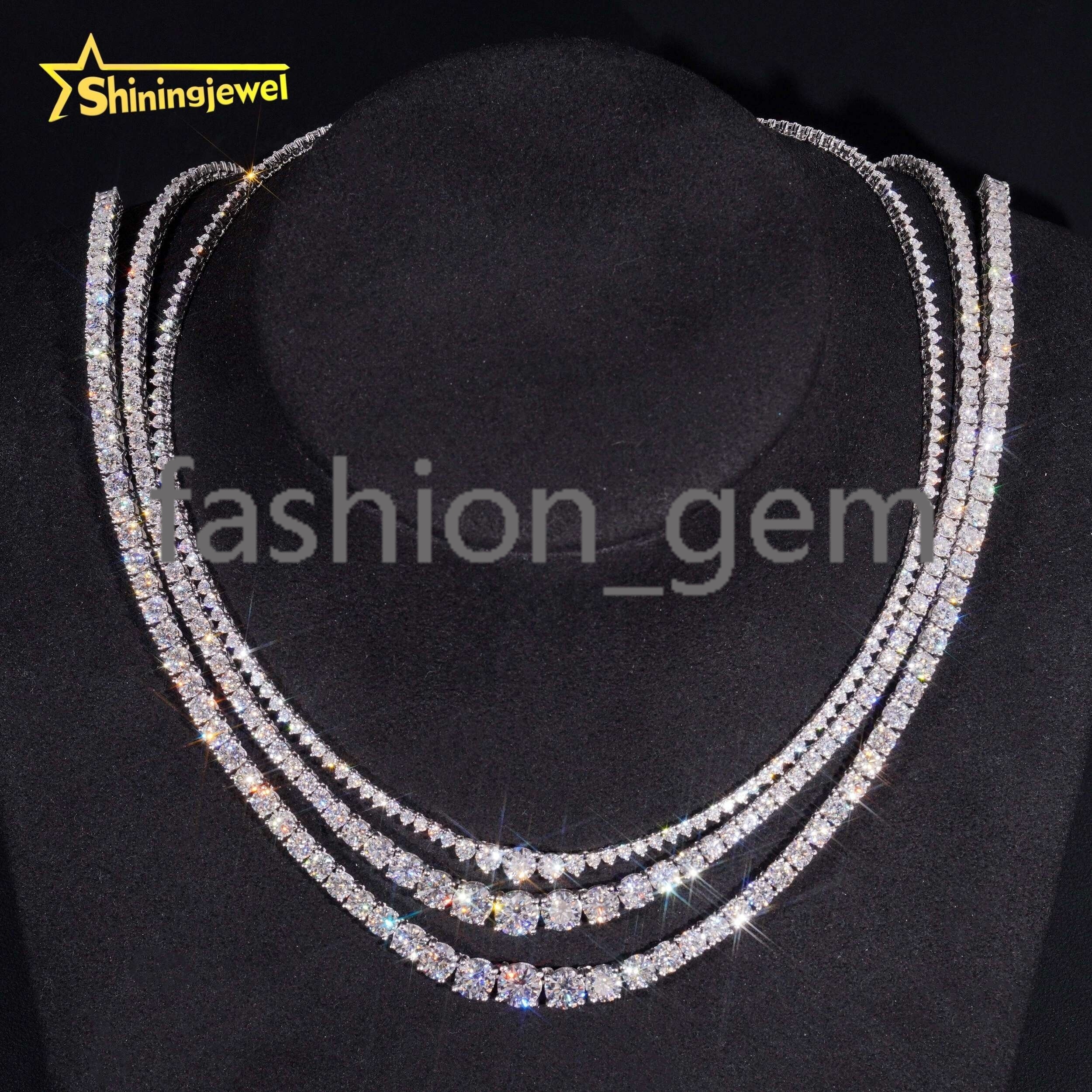 Fine Jewelry 925 Sterling Silver Fashion Women 2mm 3mm 4mm Gradual VVS Moissanite Tennis Chain