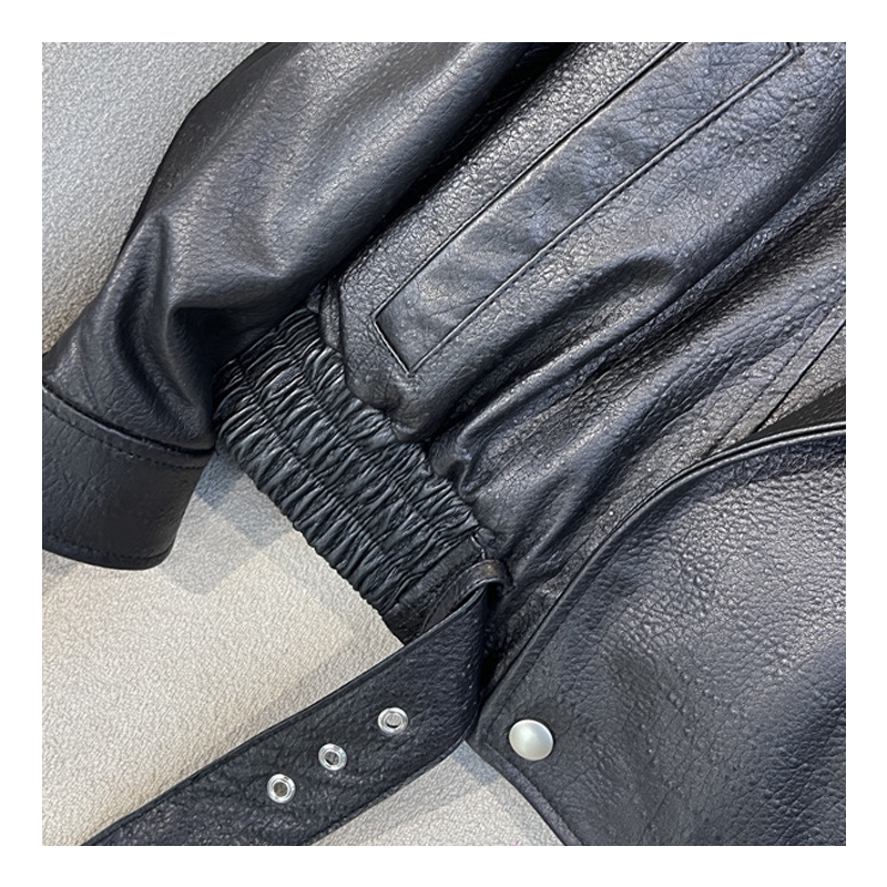 Cross border leather jacket, women's spring and autumn short style motorcycle style PU leather lapel jacket, slim fit leather jacket