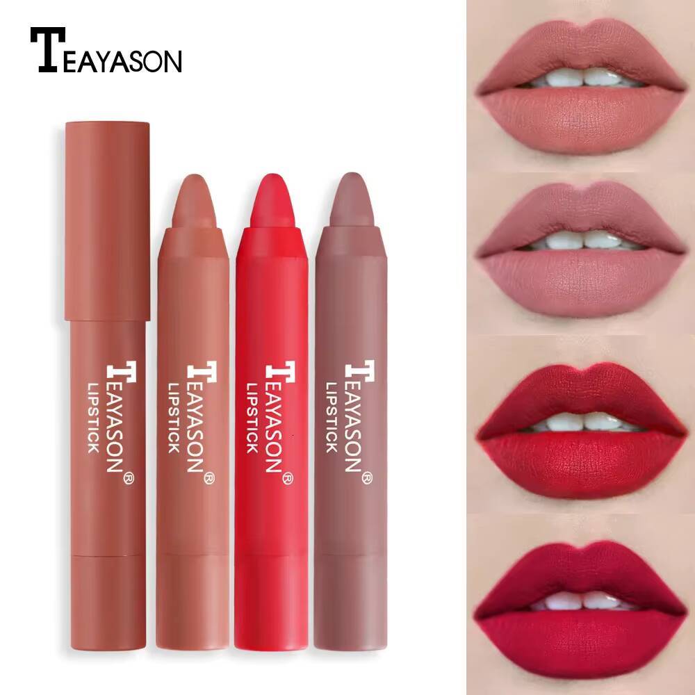 12 Colors Velvet Matte Lipsticks Pencil Waterproof Long Lasting Sexy Red Stick on-Stick Cup Makeup Lip Tint Pen Cosmetic happy