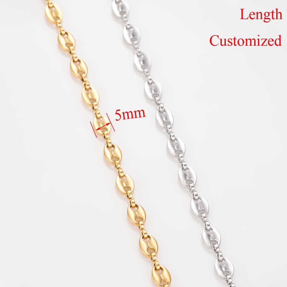 1 piece Stainl Steel Hip Hop Coffee Bean Chains Necklaces Pig Nose Chains Bracelets Punk NecklaceC250617