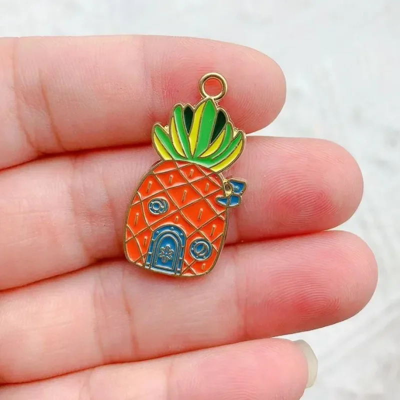 10PCS Cartoon Pendant Key Chain Small Pendant Necklace DIY Jewelry Accessories Alloy Drip Oil charms 250609