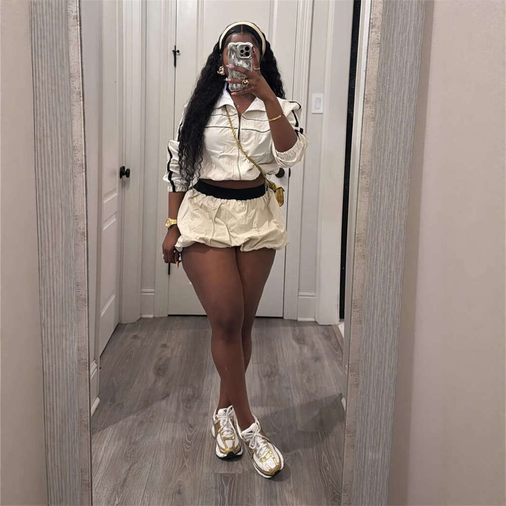 Summer Crop Top With Zipper Short Sleeve And Waist-Hugging Skirt Set For Women B5