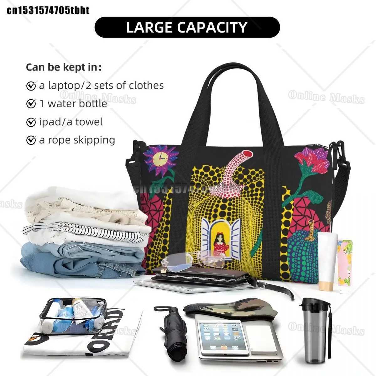 Cust Yayoi Kusama Abstract Painting Beach Tote Bag Wen Extra Large Gym Carry Travel Shopping Bags B250618