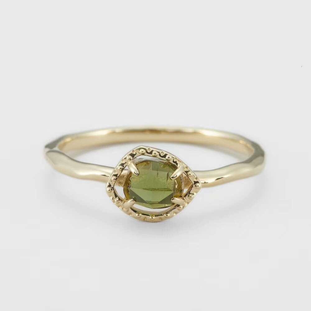 Peridot for Women Fresh Cute Irregular Simple Gold-Plated Ring High-End Adjustable Band
