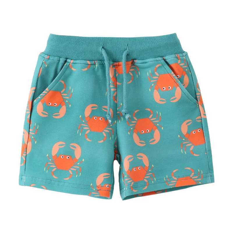 Jumping Meters 2-7T Summer Crab Boys Shorts Animals Print Drstring Baby Girls Short Pants Animals Childrens Kids TrousersC250617