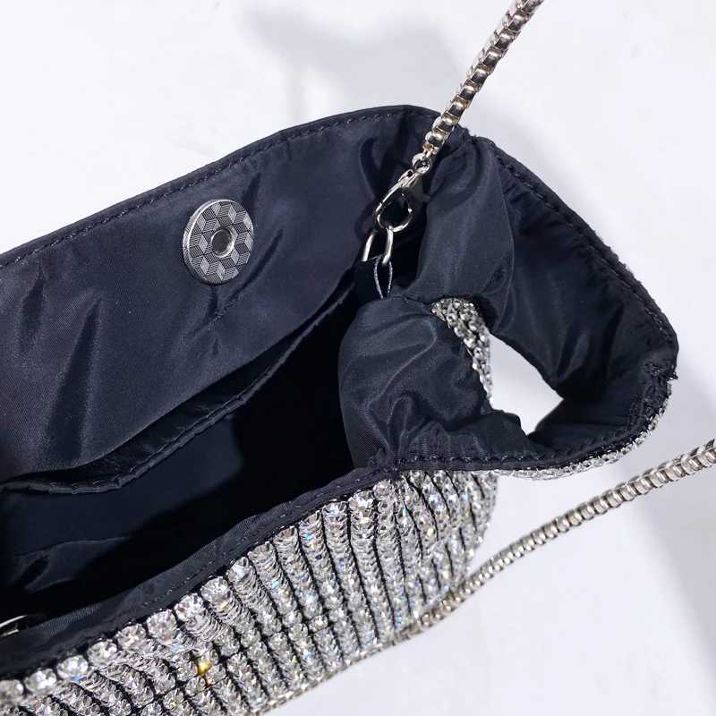 Ladies Mini Shiny Evening Bags For Women Designer Handbag Purse 2025 New In Imitation Diamond Chain Strap Shoulder Wrist Z250618