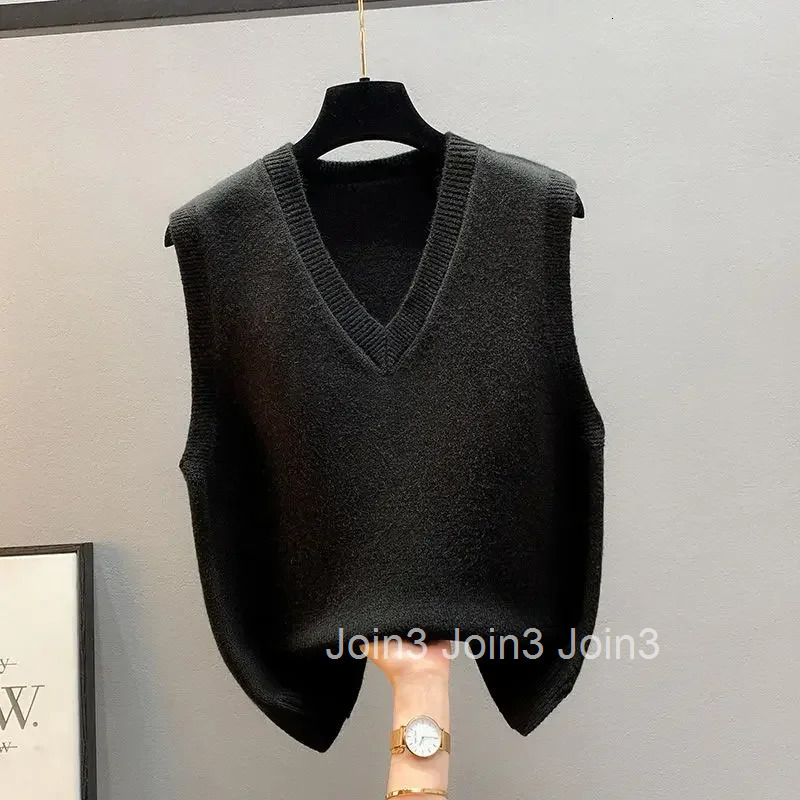 Female Sweater Sleeveless V-Neck Solid Waistcoat Y2k Tops 2025 Clothing Sales Trend Womens Knitted Vest New In Classic Warm