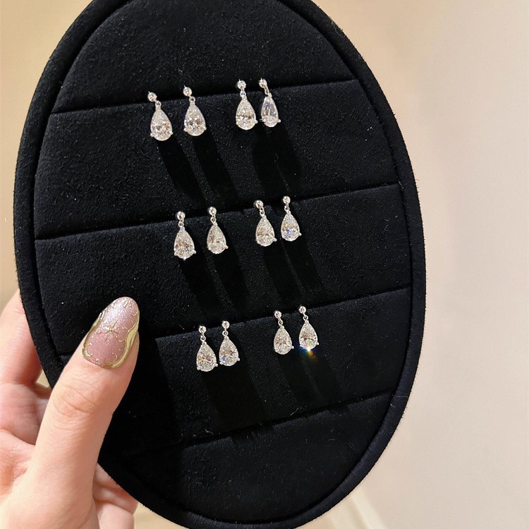 French Choucong Brand Stud Earrings Simple Fashion Jewelry 925 Sterling Silver Water Drop 5A Cubic Zircon CZ Diamond 18k Gold Party Lady Luxury Earrin