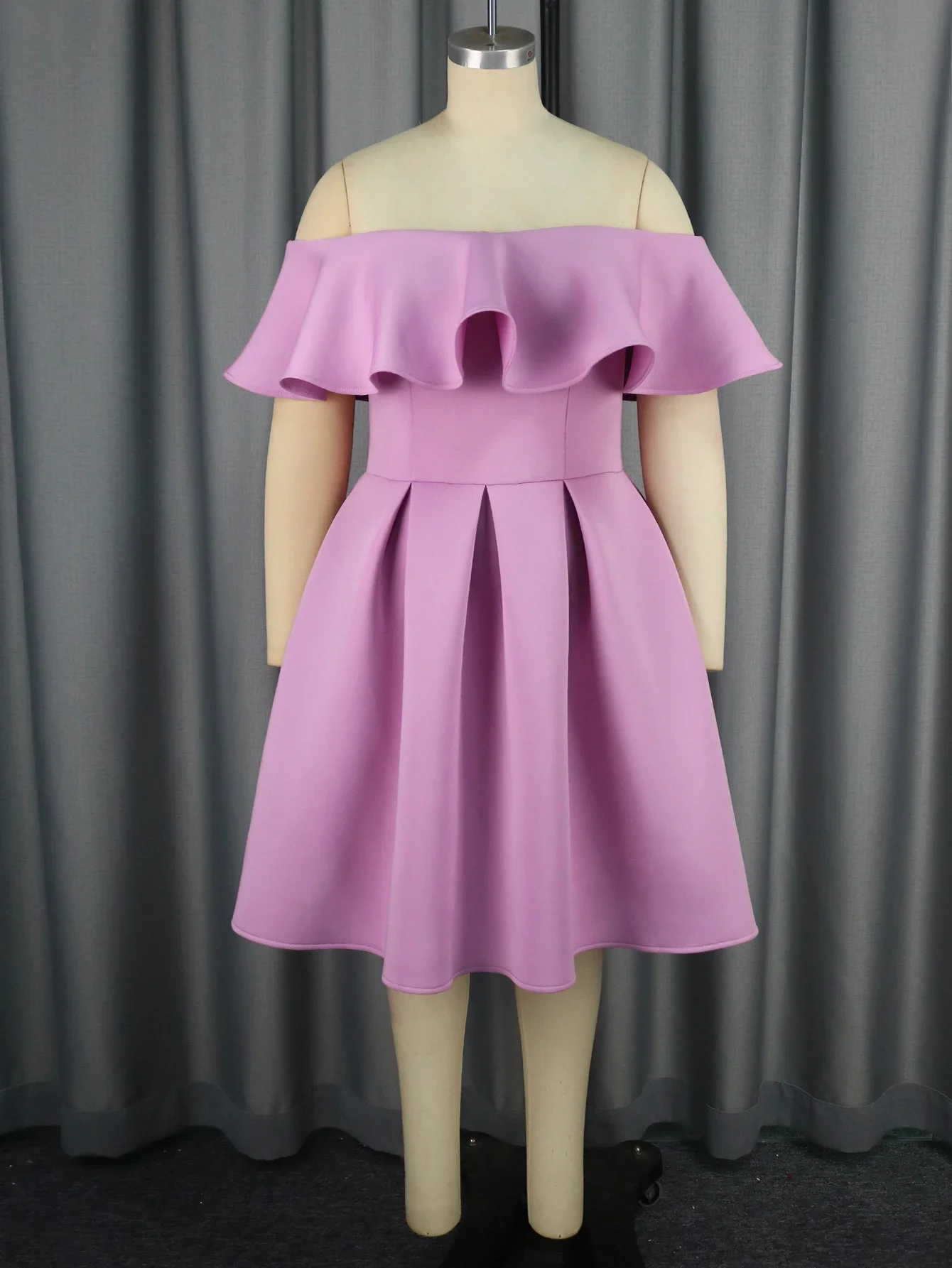 Cold Shoulder A Line Dresses for Women Sweet Lavender Ruffles Sleeveless Simple Ladies Party Evening Gowns