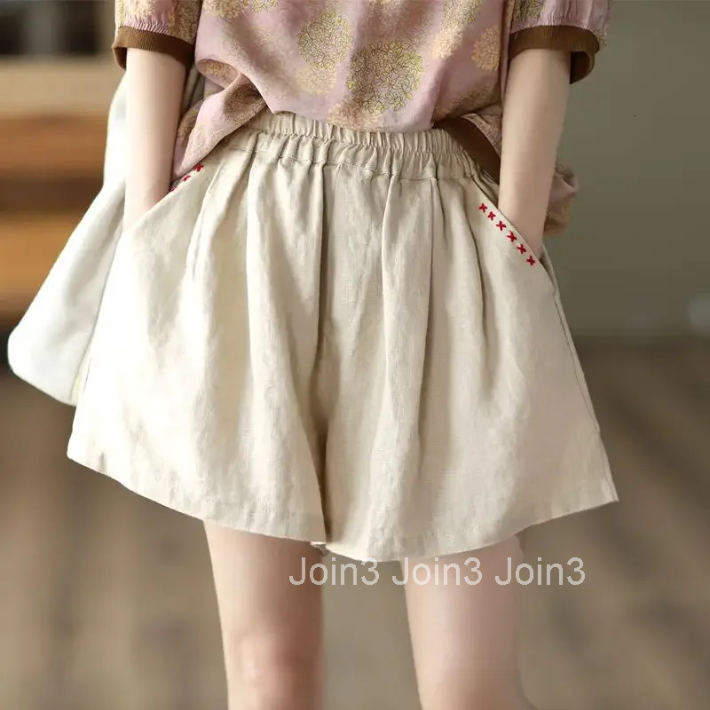 High Waist Cotton Shorts for Women Elastic Loose Woman Short Pants Baggy Embroidery Outfits Classic Jorts Streetwear Flowy Cheap