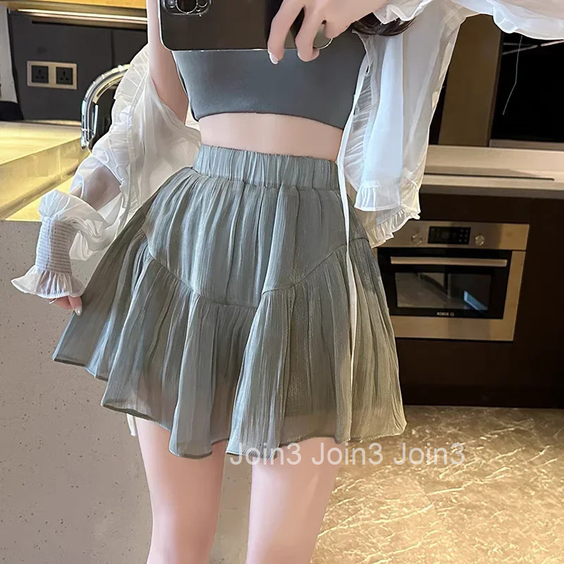 Ruffle Short High Waist Pleated Mini Skirts for Women Pleat New in Chic and Elegant A Line Stylish V Y2k Vintage Woman Skirt