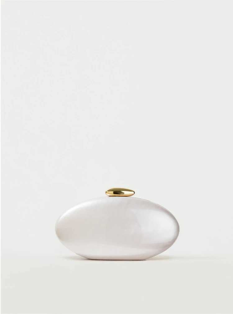 Egg Shape Clutch Bag Acrylic Purse Women Wedding Evening Party Cute Ivory Pearl Color Purse Handbag Summer New 2024 Z250618