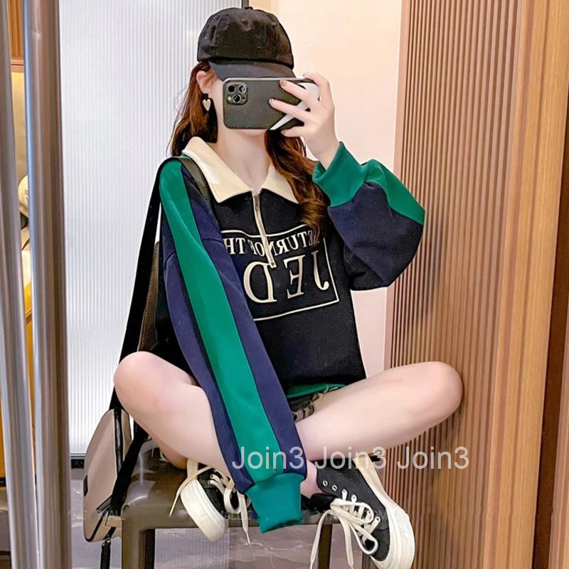 Letter Printing Graphic Text Female Clothes Pullovers Grey Sweatshirts for Women Dropshiping Korean Fashion Tops Long Sleeve M E