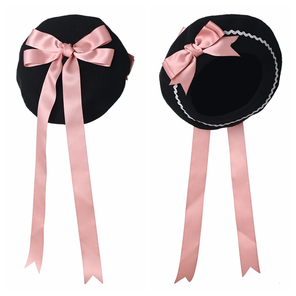Cute Lolita Beret Cap Women Girl Fashion Korea Casual Breathable Plaid Big Bow Hats 250604