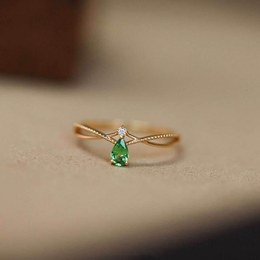Water Drop Cross Simple Versatile Ring for Women, Light Luxury Fashion Niche Temperament Double Layer Wrapped Fairy Jewelry