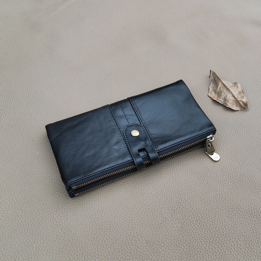 Free Luxury Bag Shipping Designer New Foreign Trade Women's Genuine Leather Long Wallet First Layer Cowhide Elegant Buckle Vintage Wallet