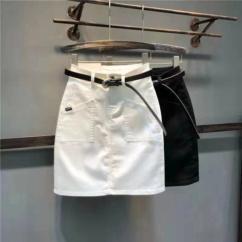 Jeans Skirts for Women White Woman Denim Skirt Patchwork Short Mini A Line Elegant Clothing Trend 2024 Premium Vintage V 250610A