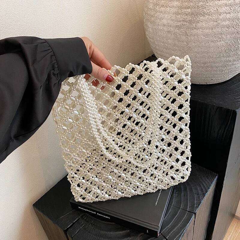 European and American Shoulder Shiny Sier Crystal Handbag Hollow Out Beach Lady Designer Underarm Shopper Bag