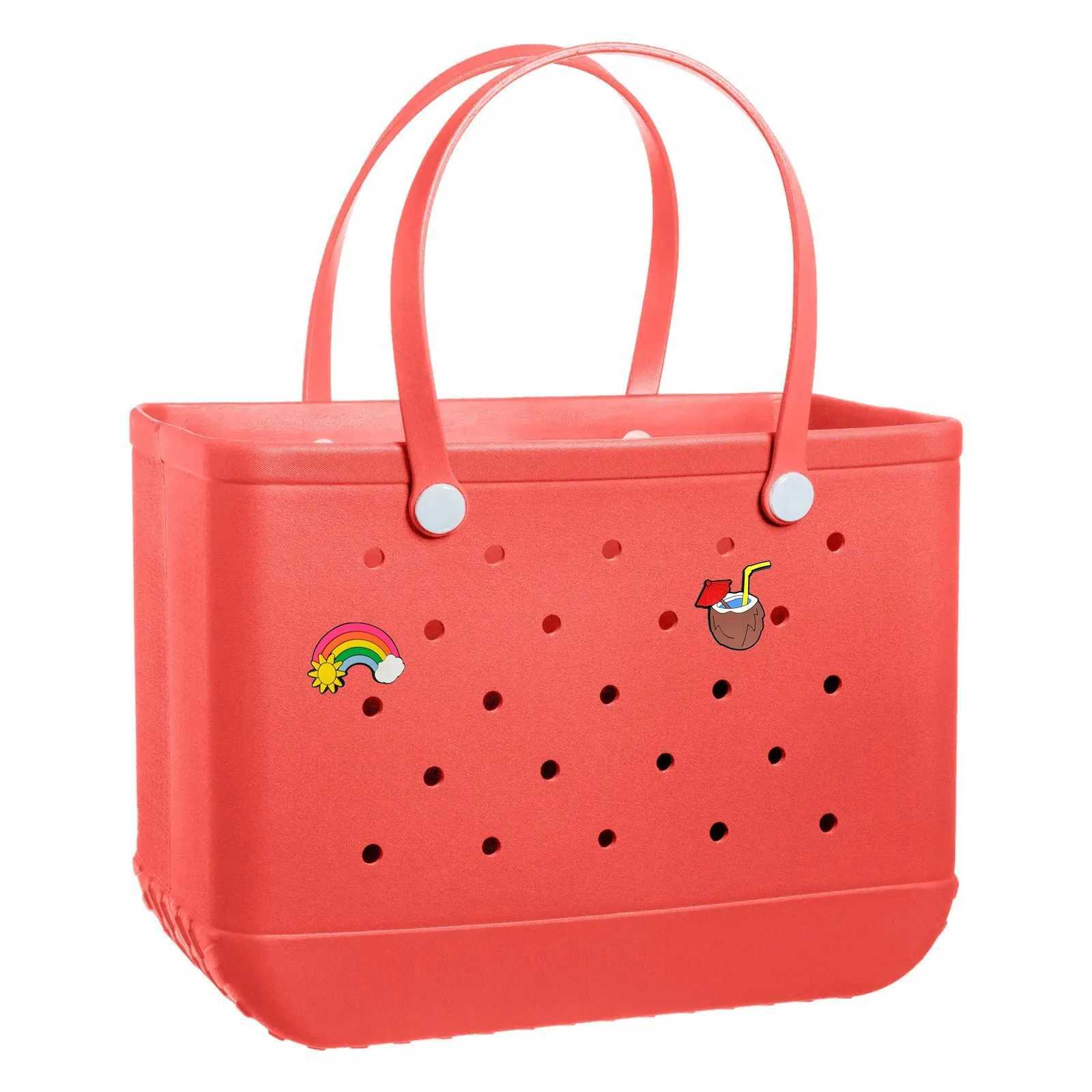 Fi Large Beach Bags EVA Rubber Waterproof Storage Baskets Travel Shopping Handbag Wen Shoder Solid Color Jelly Bag B250618