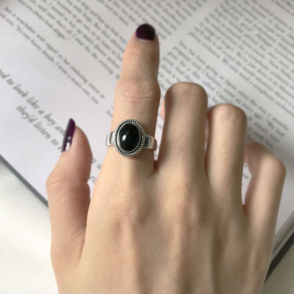 2023 Live Hot Sale Dark Law Chinese Style Super Cool Black Onyx Minimalist Korean and Japanese Light Luxury Handsome Ring