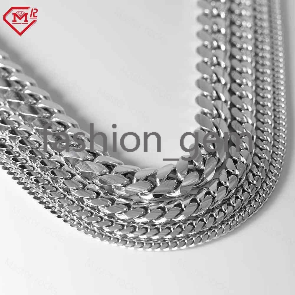 8MM Stock Plain Miami Cuban Link 925 Sterling Silver Customized Size Hip Hop Men Cuban Chains