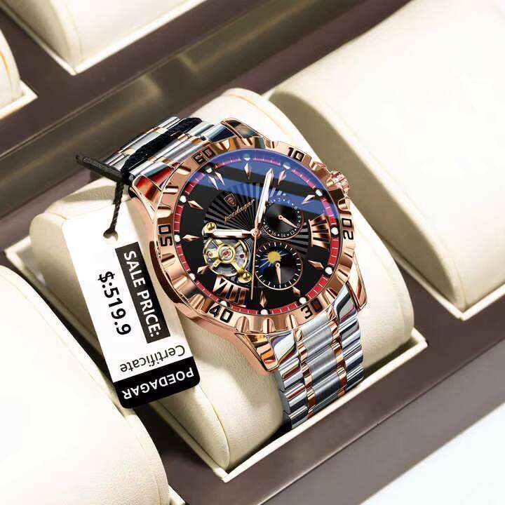 DHgargets Hot Sale 1415 New Men's Fashion Casual Multifunctional Automatic Waterproof Quartz Watch Reloj Hombre 2025