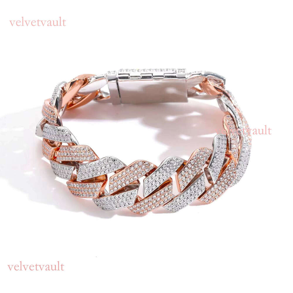 Hip-hop 20mm Three-Row Rhombus Zircon Cuban Trendy Brand Jewelry Full Dias Men's Bracelet Fashion Chain Link Bracelets