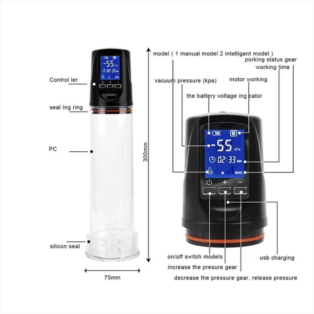 Electric Penis Pump for Men Dick Enlargement Pumps Penis Vacuum Pump Penile Enlarger Erection Male Masturbator Sex Tool Toys W250618