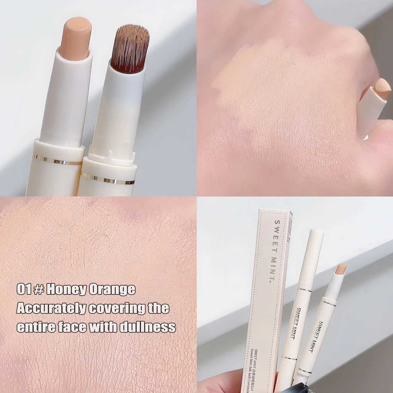 Silk Soft Concealer Pen with Brush Moisturizing Full Coverage Acne Dark Circles Contour Cream Lip Concealer Cover Stick Makeup XJ250618