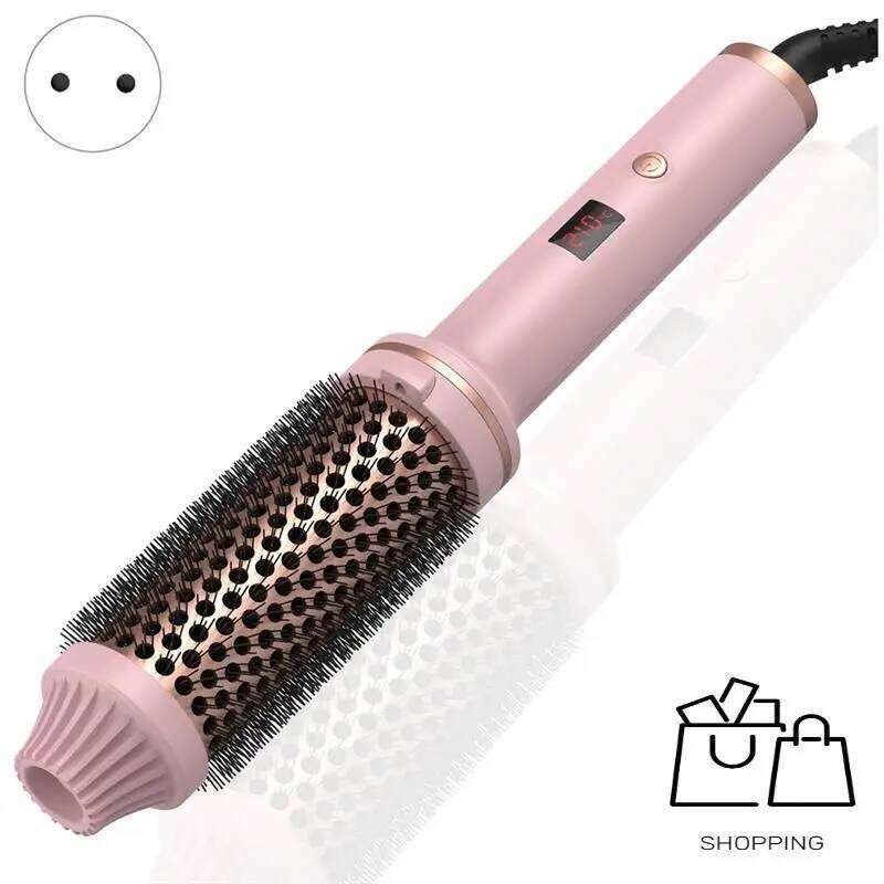 A28F-Heated Electric Curler Wand 3-In-1 Ionic Hair Curler/Straightener With Anti-Scald Nylon Bristles US Plug