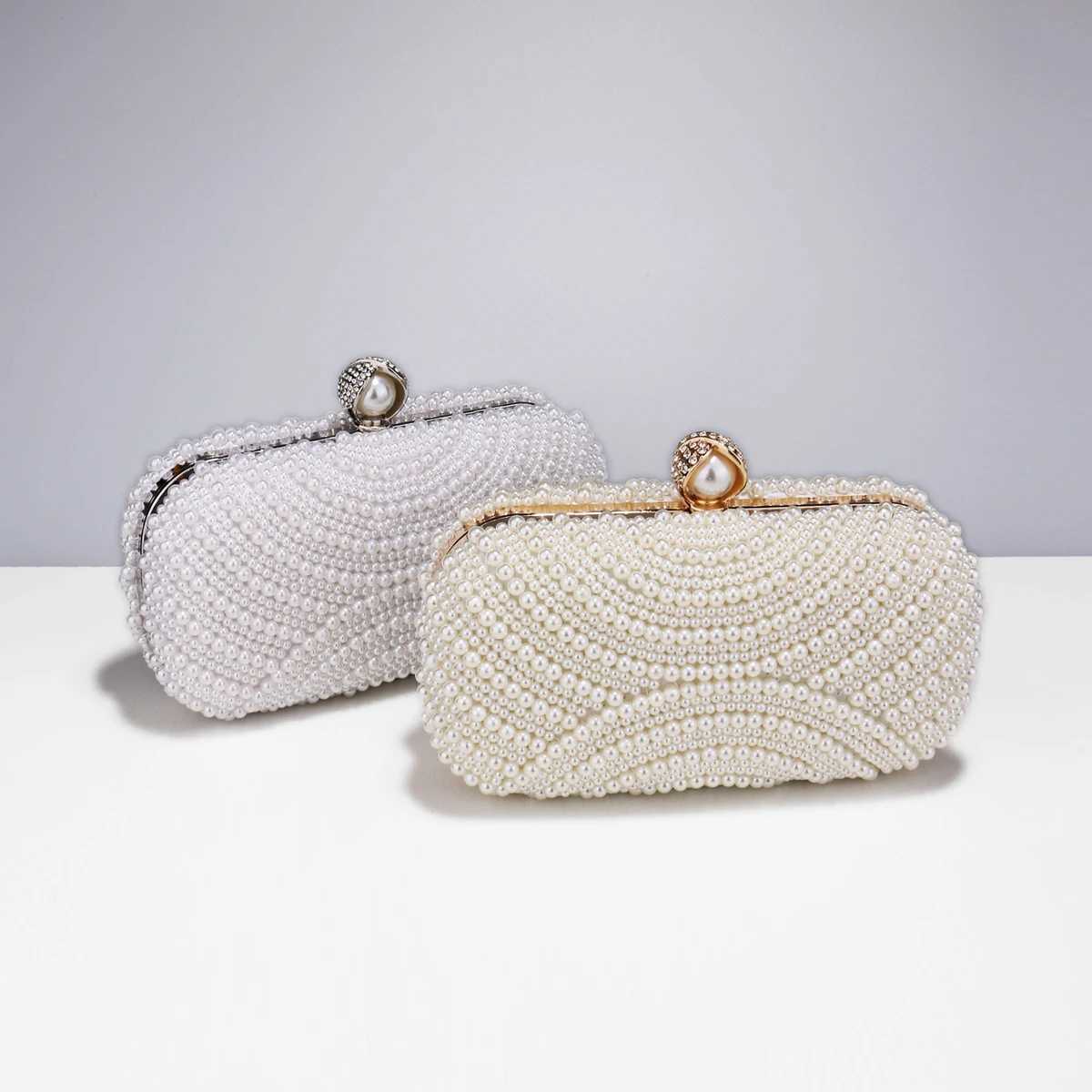 Finger Ring Beaded Women Clutch Party Evening Bags Pearl Diamonds Embroidery Handbags With Chain Z250618