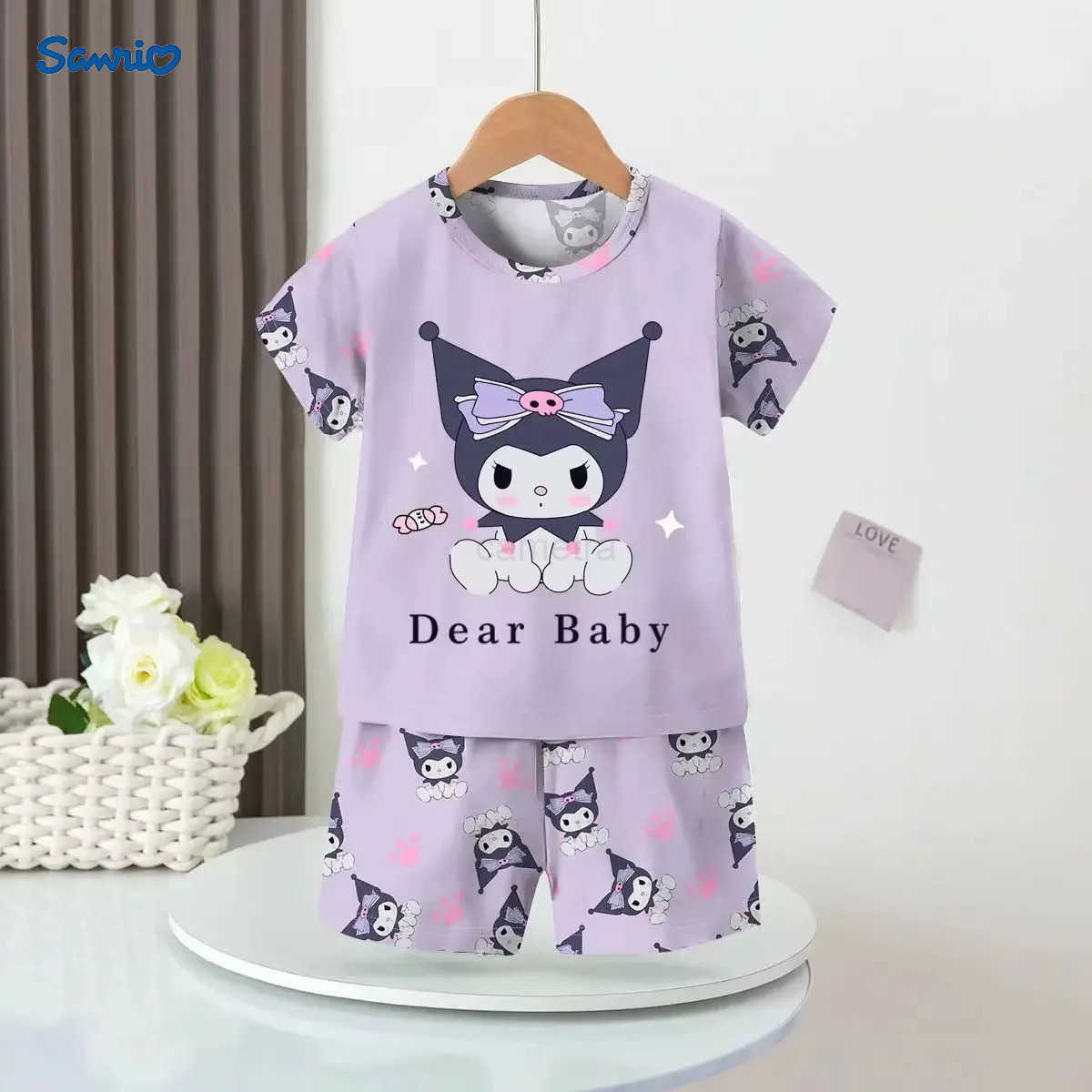 Sanrio 2025 New Girls Pajamas Spring Summer Short Sleeve Thin and Breathable Homewear Set Lightweight Sleepwear for Kids XJ250618XJ250618