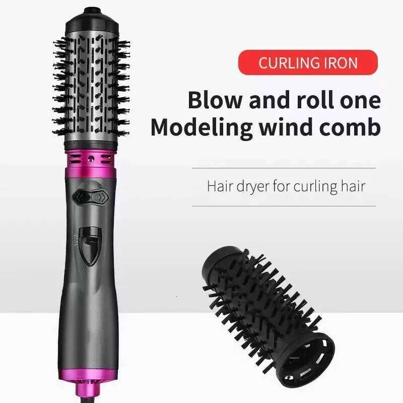 Multifunctional 3 In 1 Automatic Curler Round Rotating Hair Brush Hot Air Dryer Volumizer Styler
