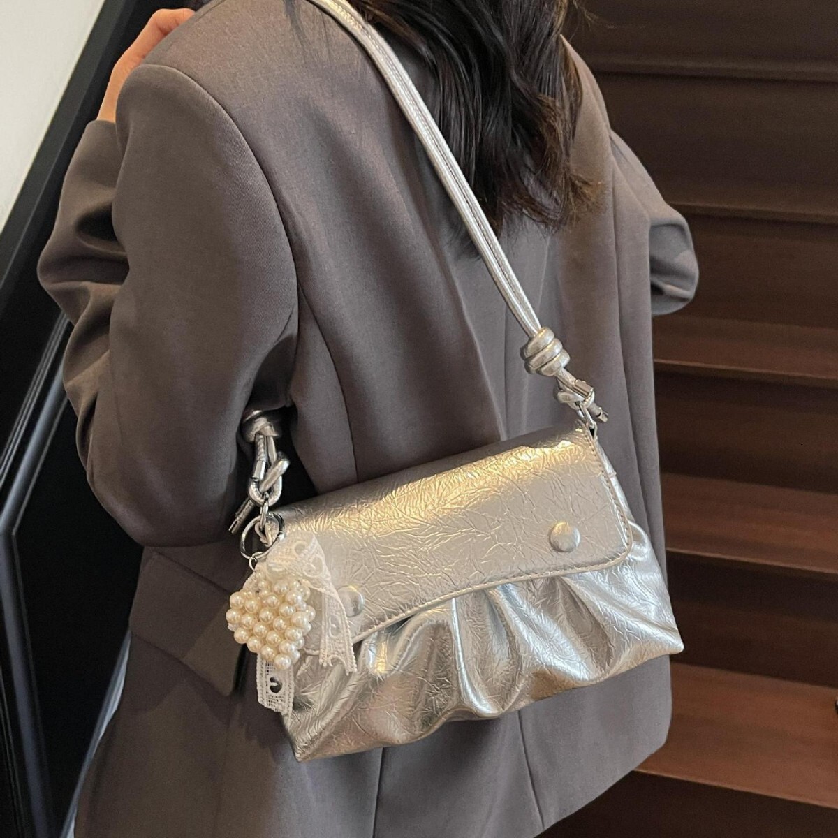 Free shipping designer Summer Trend Wrinkle Hot Style Small Square Bag for Women 2025 New Versatile Stylish Shoulder Bag Niche Fashion Underarm Bag