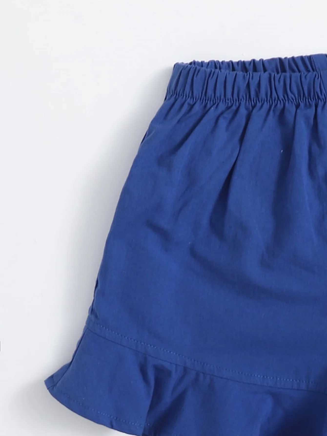 Girls dark blue ruffled shorts - comfortable elastic waist designC250617