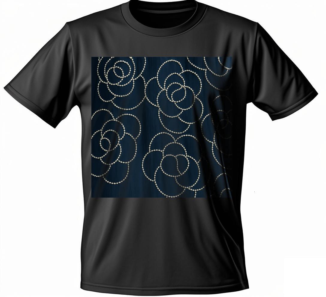 T-shirt with a pattern of circles and stars on it S-3XL Short sleeve